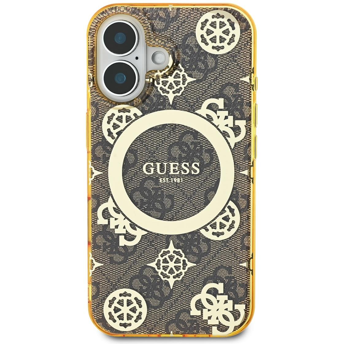 Guess IML 4G Peony MagSafe iPhone 16 Brown tok (GUHMP16SH4PYEEW)