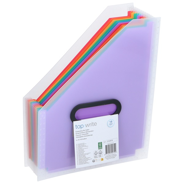 Topwrite harmonikás színes rekeszes PP iratpapucs (871125255714)