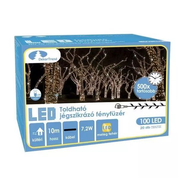 Dekortrend: Kontakt LED Spark fényfüzér, 10 méter - Meleg és hideg fehér fény (KDK 211) (KDK 211)