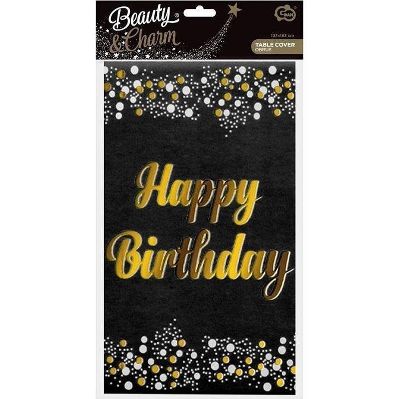 Fekete Happy Birthday B&C Black Fólia Asztalterítő 137x183 cm (5902973173079)