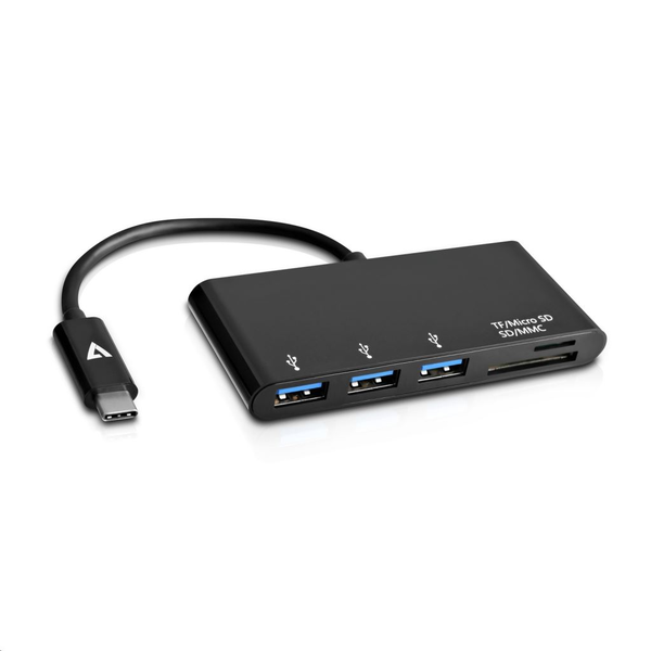 V7 V7UC3U-HUB-BLK-1E USB 3.2 Gen 1 (3.1 Gen 1) Type-C Černá