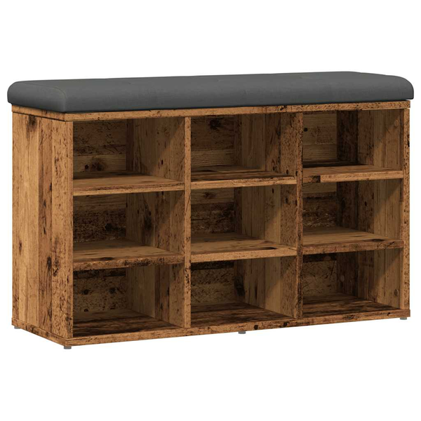 antik fa szerelt fa cipőtároló pad 82x32x50 cm
