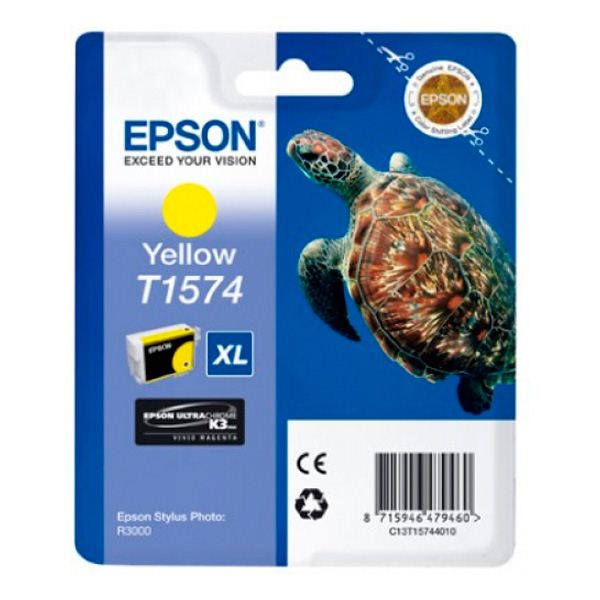 Epson Turtle T1574 глава и патрон за мастиленоструен принтер 1 броя Оригинал Висок (XL) добив Жълт