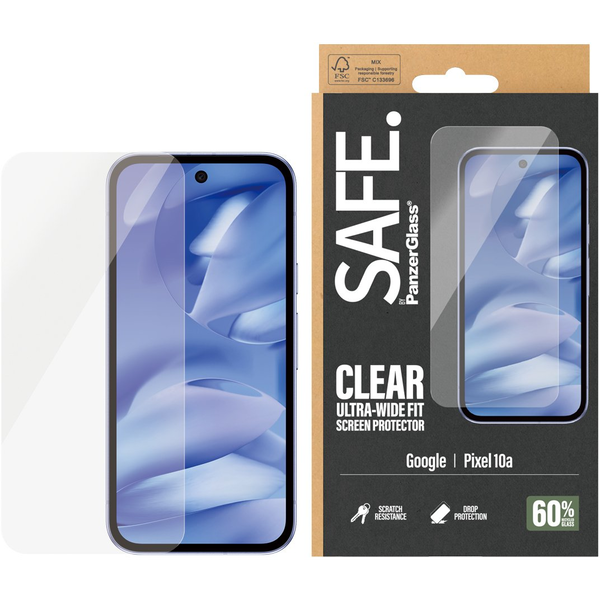 PanzerGlass SAFE. by ® Screen Protector Google Pixel 10a 5G | Ultra-Wide Fit Pellicola proteggischermo trasparente 1 pz