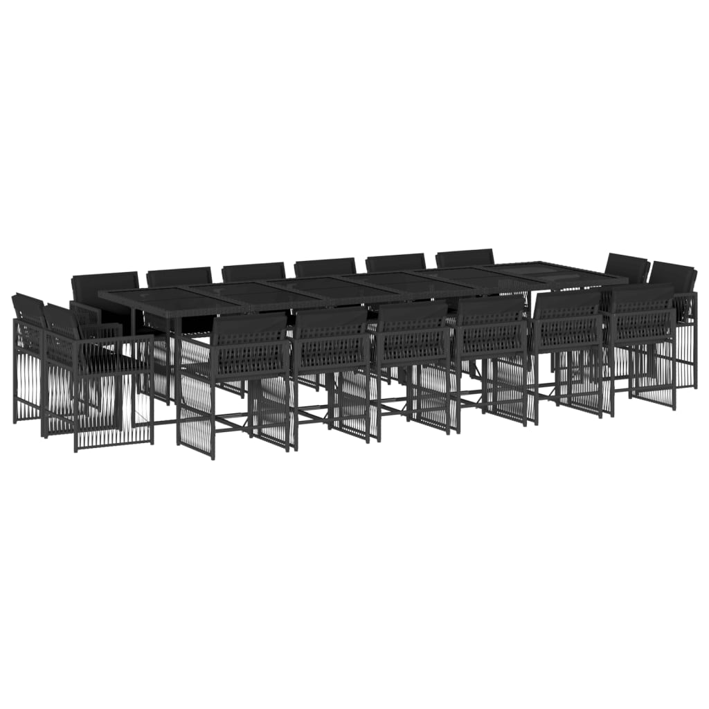 17 részes fekete polyrattan kerti étkezőgarnitúra párnákkal (3211783)