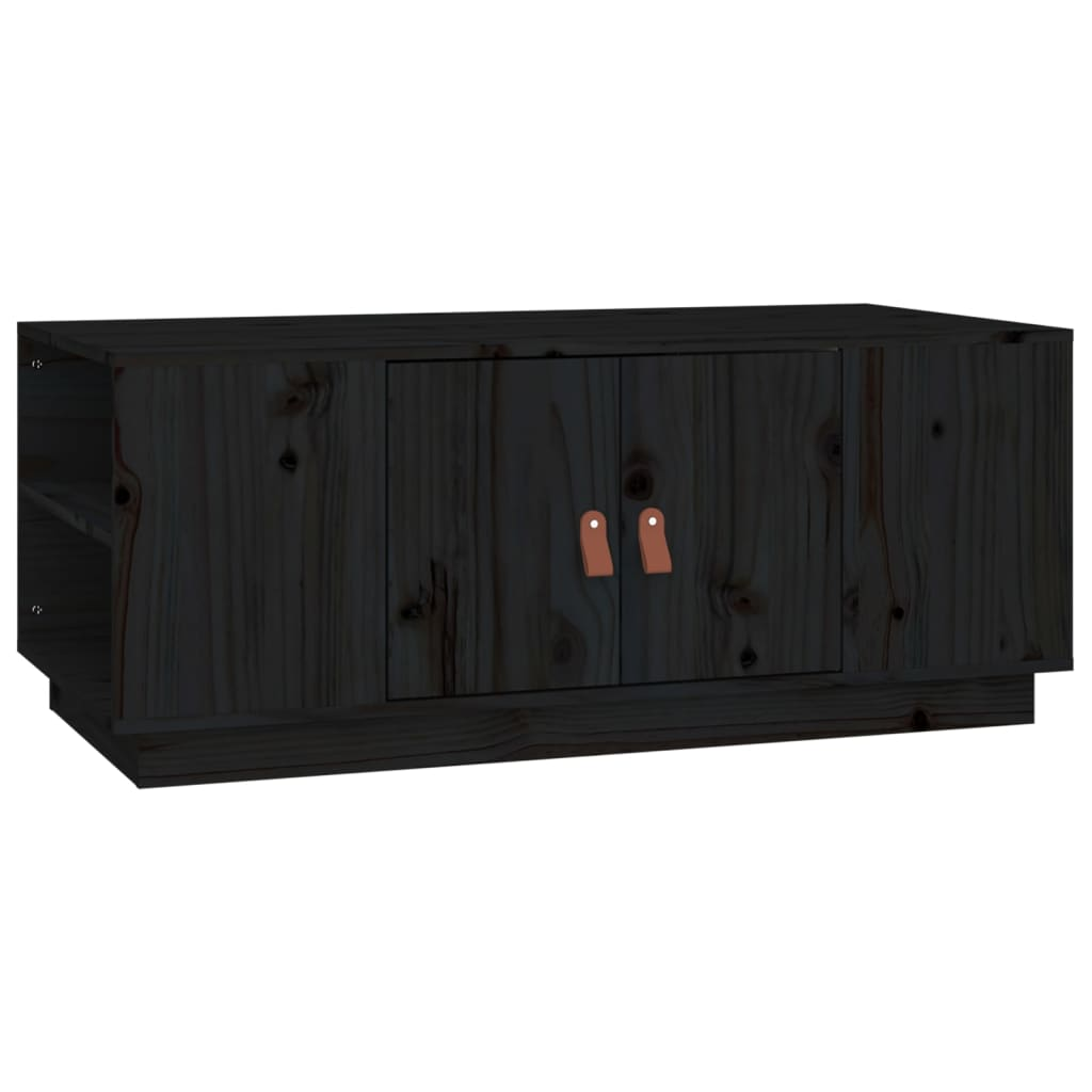 fekete tömör fenyőfa dohányzóasztal 100 x 50 x 41 cm (818259)