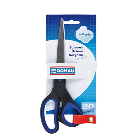 Donau Soft Grip 20cm Irodai Olló - Fekete/Kék (7920301PL-10)