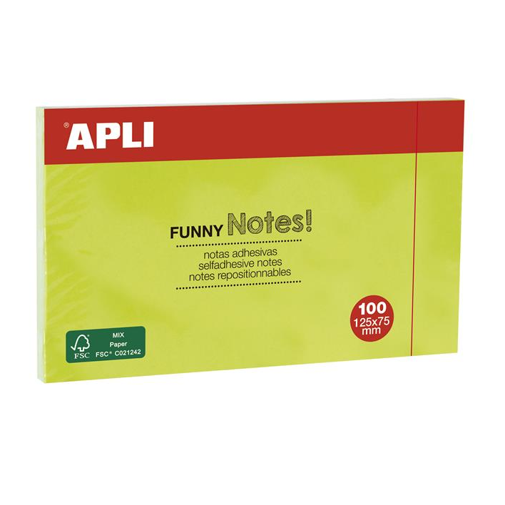 Apli 125x75mm öntapadó jegyzettömb - Zöld (100lap/tömb) (15004)