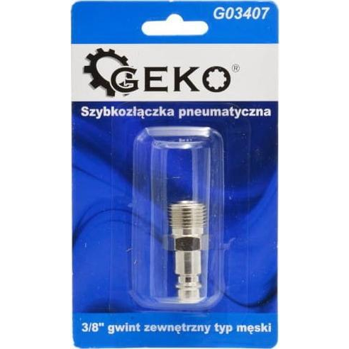  Geko SZYBKOZŁĄCZKA PNEUMATYCZNA TYP MĘSKI 3/8" GWINT ZEWNĘTRZNY (BLISTER) (10/100) G03407 GEKO