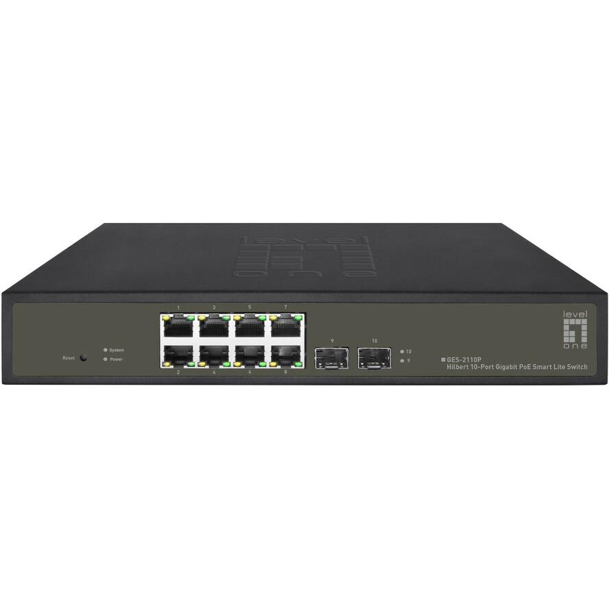 LevelOne GES-2110P sieťový prepínač Riadený L2 Gigabit Ethernet (10/100/1000) Podpora napájania cez Ethernet (PoE) Čierna (GES-2110P)