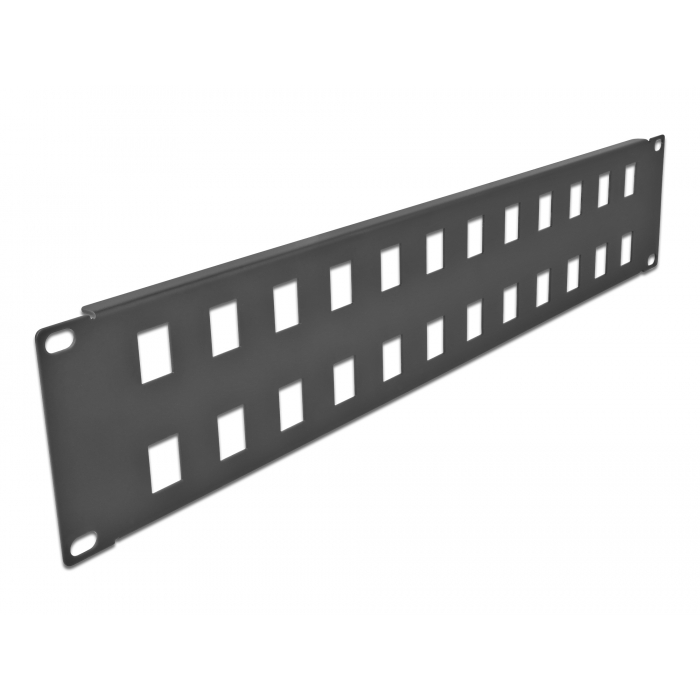 Delock 19 24 portos fekete Keystone Patch Panel 2U (66837) (66837)