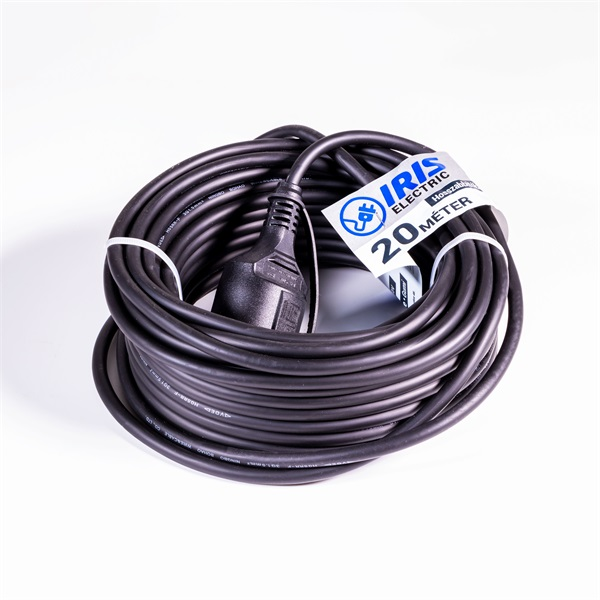 IRIS Electric IEEC-20M-16A/250V Kültéri hosszabbító 20 méteres 16A/250V, H05RR-F, IP44, fekete (IEEC-20M-16A/250V)