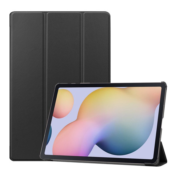 Калъф за таблет, съвместим, Samsung Galaxy Tab S7 Plus WIFI 5G (SM-T976) Gigapack калъф, стоящ, кожен ефект (активен флип, странично отваряне, тройно сгъване, настолен държач) черен, gigapack опаковка