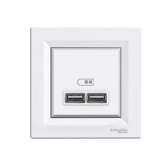 Schneider EPH2700221 ASFORA 2.1A/A+A dupla USB töltő fehér (EPH2700221)