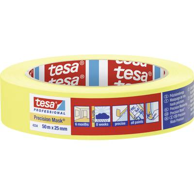 Tesa PRECISION (04334-00001-00) Krepp szalag Präzisionskrepp® Sárga (H x Sz) 50 m x 25 mm 1 db (04334-00001-00)