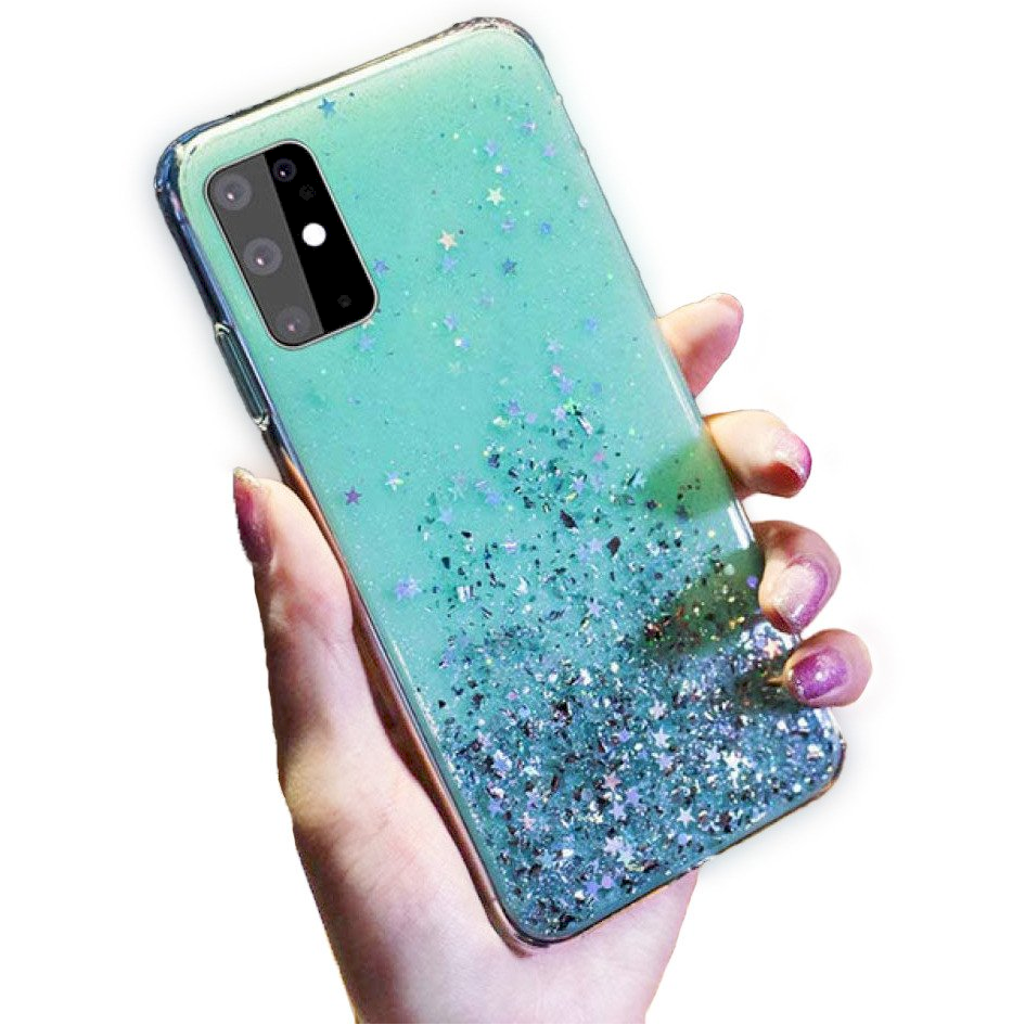 Fusion Glue Glitter Huawei P40 Lite/Nova 7i/6 SE Szilikon Tok - Zöld (FSN-GG-HU-P40L-GR)