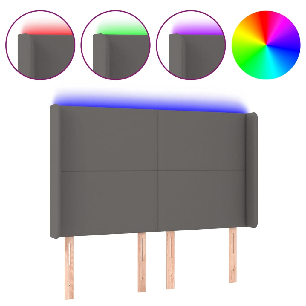 szürke műbőr LED-es fejtámla 147x16x118/128 cm (3123862)