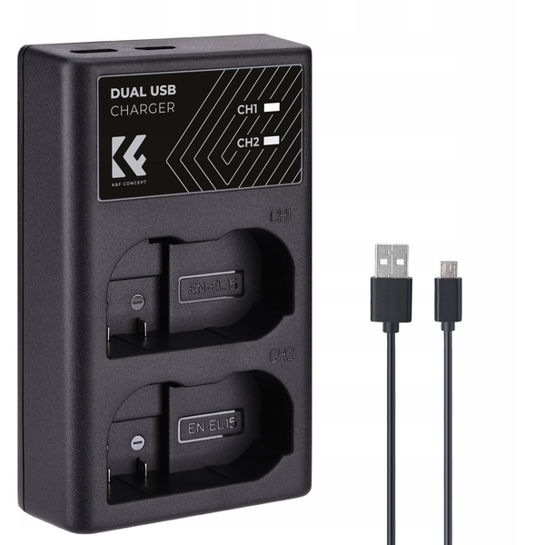 Podwójna Ładowarka Usb Do Nikon En-el15 D7000 D7500 D850 D750 K&f Concept / Kf28.0006