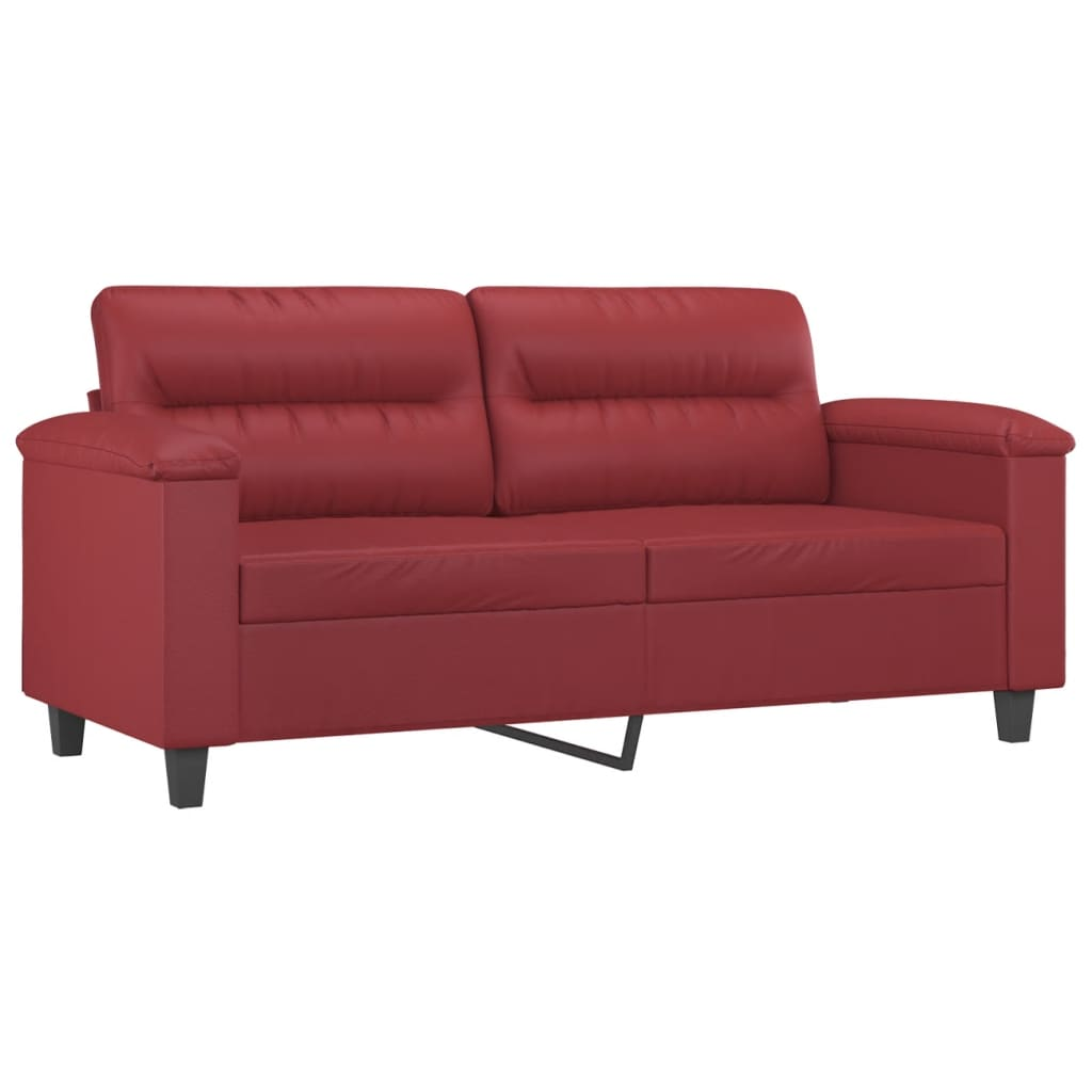 2 személyes bordó színű műbőr kanapé 140 cm (359586)