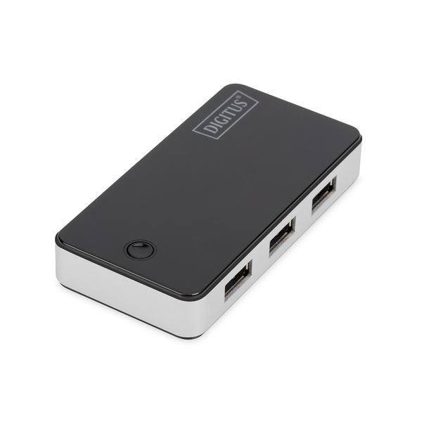 Digitus USB3.0 4 Port Aktív, Tápegységgel, Fekete/Ezüst