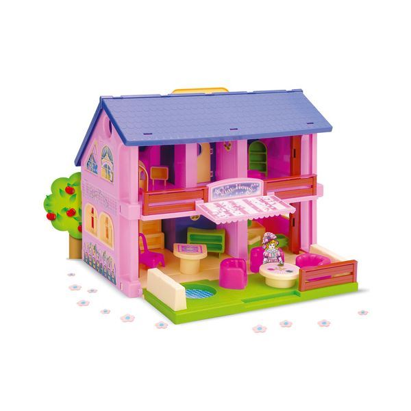 Wader 2 szintes babaház bútorokkal rózsaszín (25400) (wa25400)