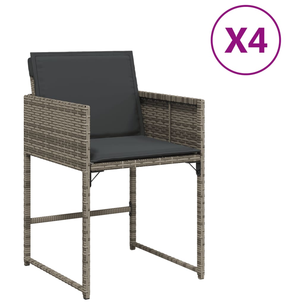 4 db szürke polyrattan kerti szék párnával (4007477)