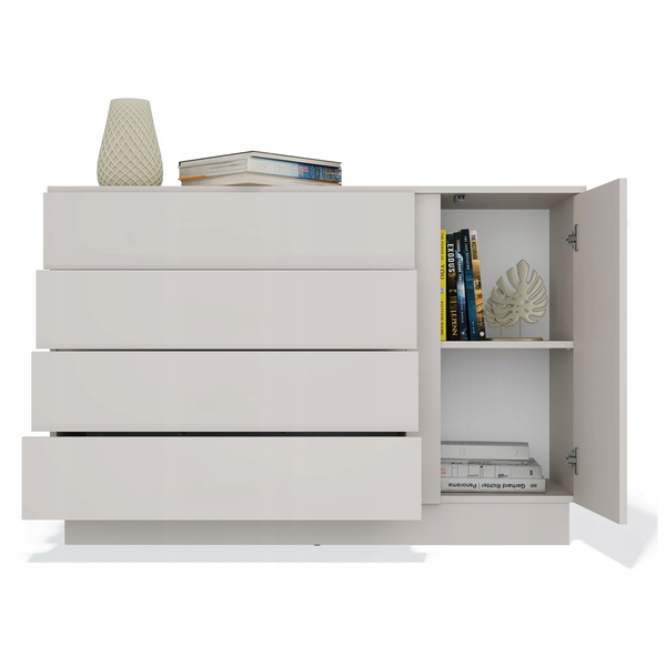 Topeshop Komoda AMBER 1D4S Szafka 1 Drzwi 4 Szuflady Do Sypialni Salonu KASZMIR Beż
