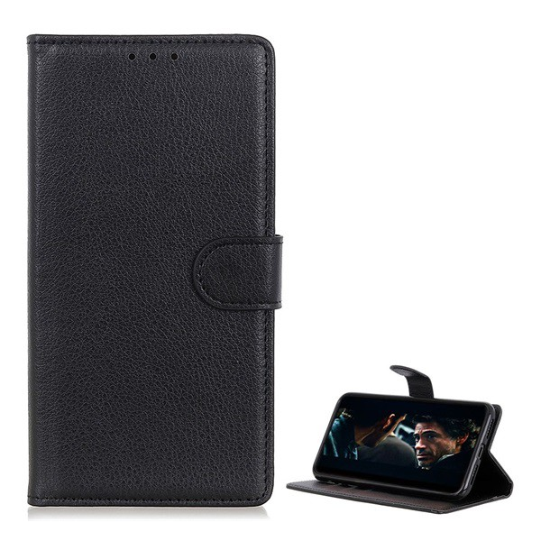 Tok álló, bőr hatású (FLIP, oldalra nyíló, asztali tartó funkció, prémium) FEKETE [Samsung Galaxy Note 20 5G (SM-N981F)] (5996457993543)