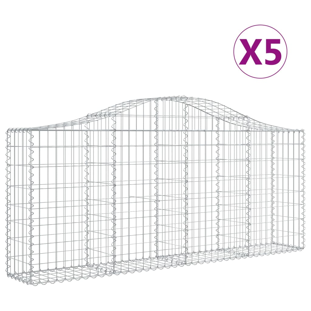 5 db íves horganyzott vas gabion kosár 200x30x80/100 cm (3145412)
