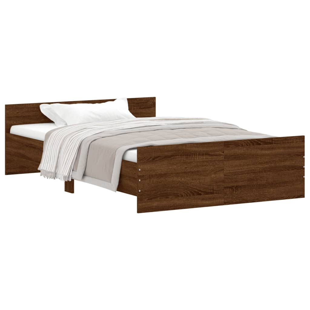 barna tölgyszínű fém ágykeret fej- és lábtámlával 120 x 200 cm (3203746)