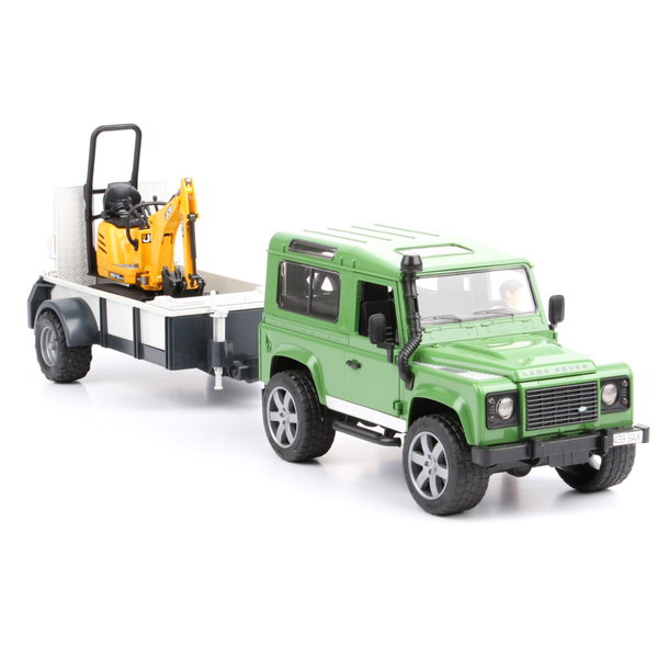 Bruder Land Rover Defender utánfutóval és JCB 8010 CTS markolóval (1:16)