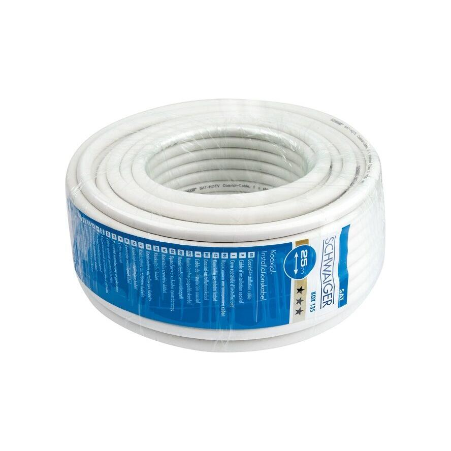 Schwaiger Koaxialkabel 135 dB 4-fach 8,2mm 25,0m Weiß (KOX13525052) (KOX13525052)