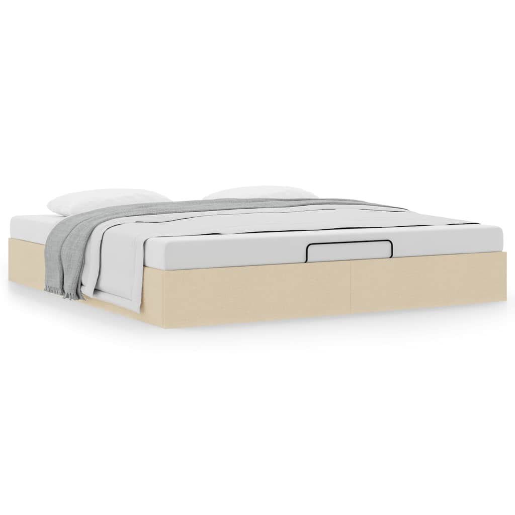 Ottomán krémszínű szövet ágykeret matrac nélkül 200 x 200 cm (3310908)