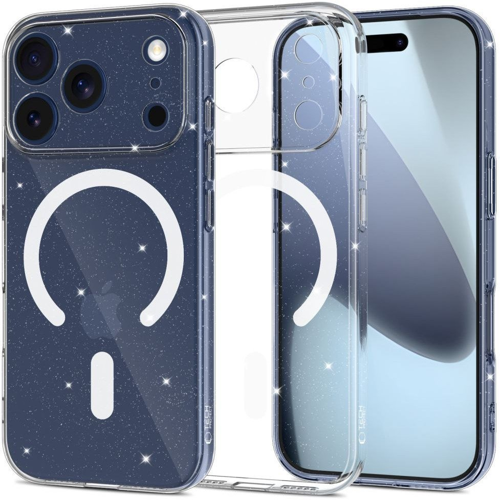 ZONE FlexAir Hybrid Magsafe Glitter hátlaptok iPhone 17 Pro Max átlátszó (5906302319565)