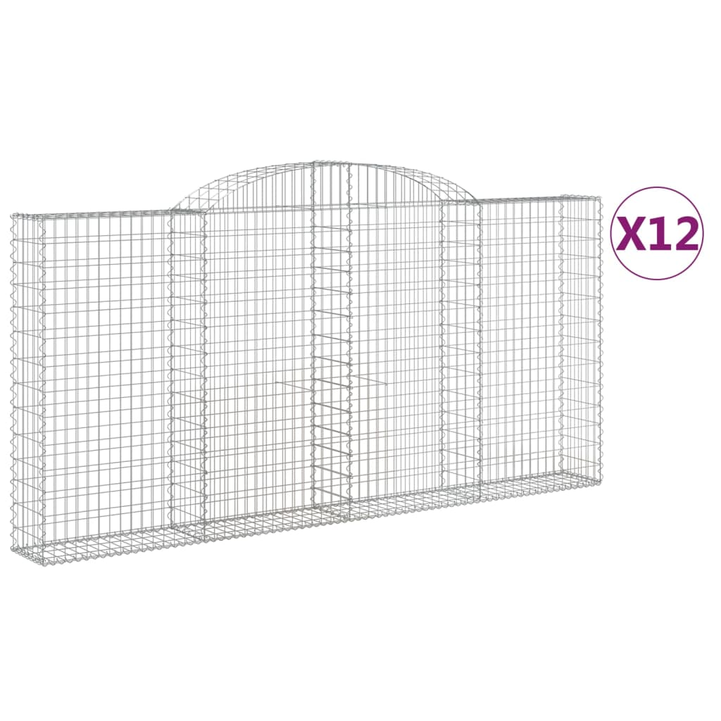 12 db íves horganyzott vas gabion kosár 300x30x140/160 cm (3146567)