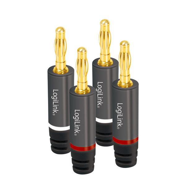 Logilink Audio Banán csatlakozók, 4 db, fém, szürke (CA1212)