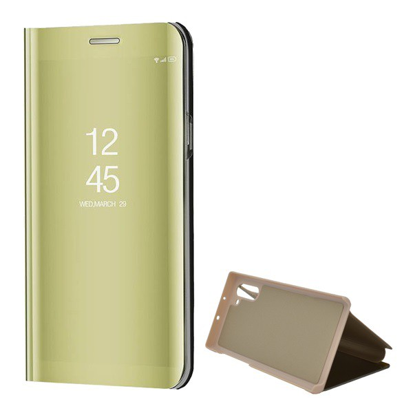 Tok álló (aktív FLIP, oldalra nyíló, asztali tartó funkció, tükrös felület, Mirror View Case) ARANY [Samsung Galaxy Note 10 (SM-N970F)] (5996457901975)