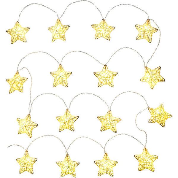 Decoratiuni de Craciun, stele din ratan alb-cald, 16 LED-uri, Retlux RXL 249
