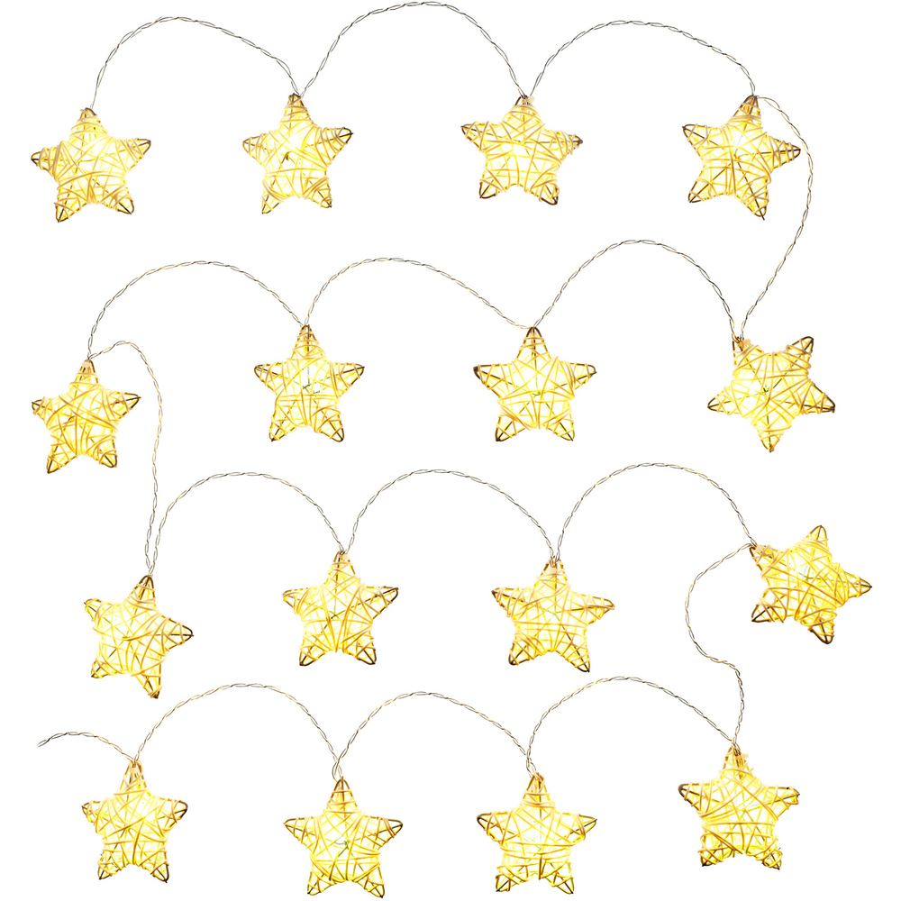 Retlux RXL 249 világító dekorcsillagok természetes fából fényfüzér, meleg fehér (50002899) (Retlux50002899)