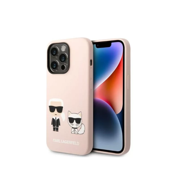 Husa de protectie Karl Lagerfeld Case Liquid Silicone Karl and Choupette MagSafe Compatible pentru iPhone 14 Pro Max, Roz
