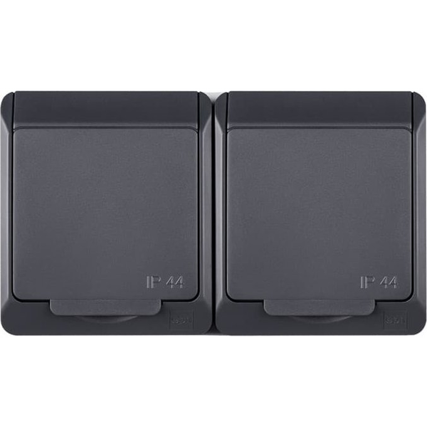  Elektro-Plast HERMES Gniazdo podwójne z/u 2P+Z SCHUKO IP44 antracyt 0325-07