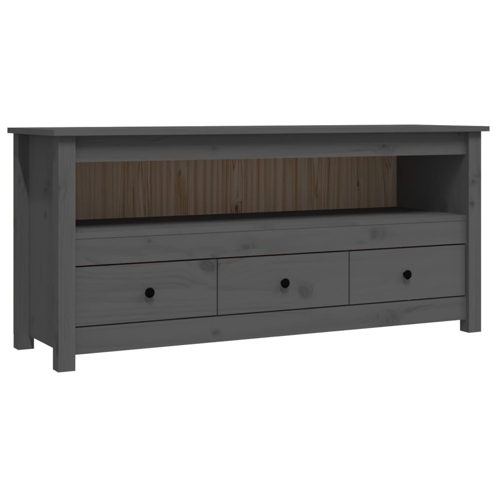 szürke tömör fenyőfa TV-szekrény 114x35x52 cm (821504)