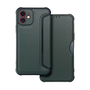 Apple iPhone 12, калъф със странично отваряне, ъгъл с въздушна възглавница, кожен ефект, карбонов модел, Razor Book, зелен (RS129243)