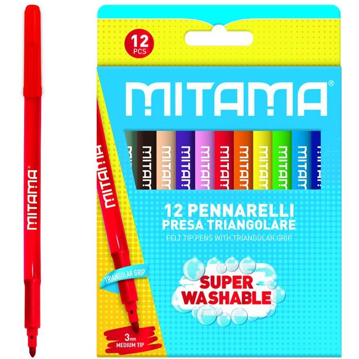 MITAMA omyvatelné, 3 mm, trojhranné - sada 12 barev (61995)