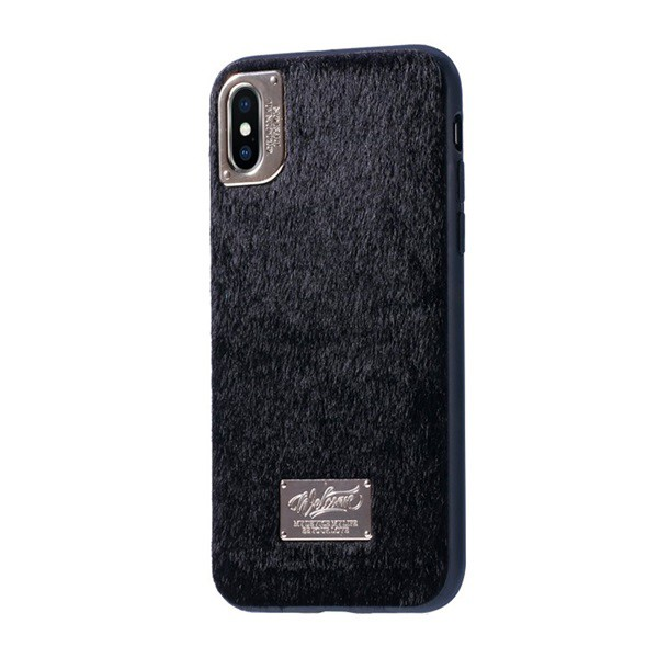 WK műanyag telefonvédő (műanyag hátlap, plüss bevonat) FEKETE [Apple iPhone XS Max 6.5] (5996457839827)