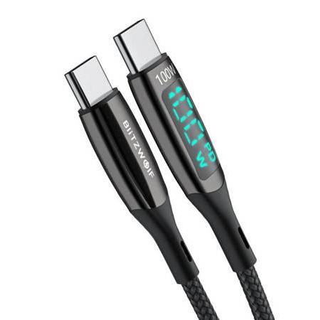 BlitzWolf  BW-TC23 USB-C - USB-C kábel 100W 1.8m fekete (5905316141391)