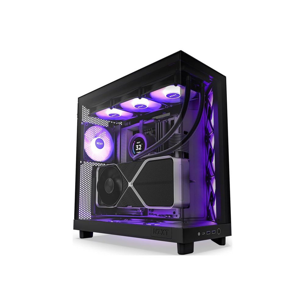 NZXT H6 Flow RGB (2023) fekete (táp nélküli) ablakos ATX ház (CC-H61FB-R1)