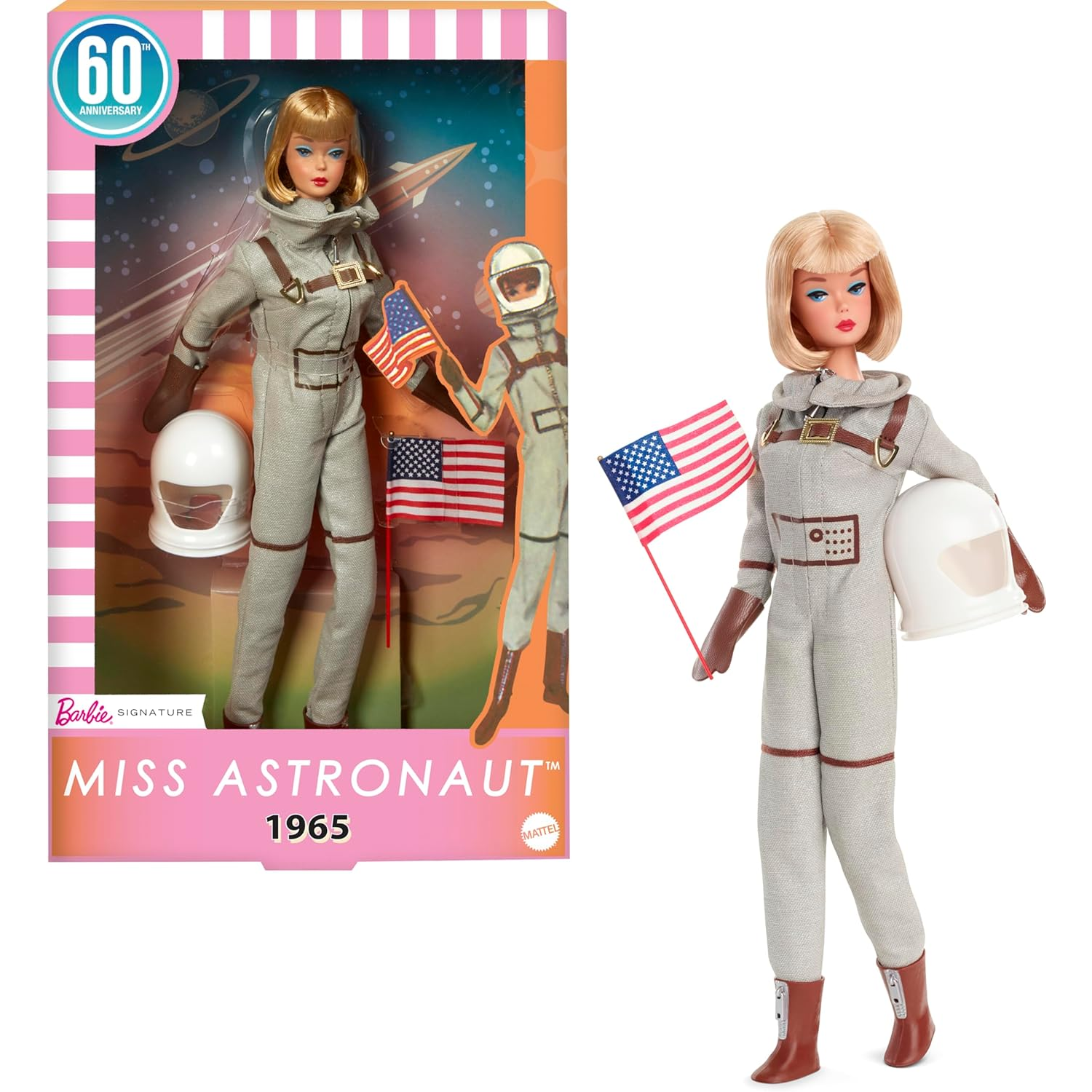 Mattel Barbie Signature 1965 Miss Asztronauta űrhajós baba ezüst kiegészítőkkel (JBJ48)