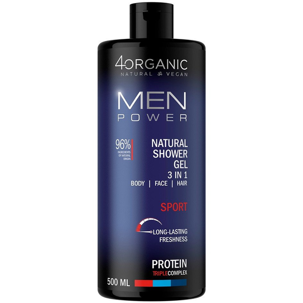 4organic Men Power żel pod prysznic 3w1 Sport 500ml