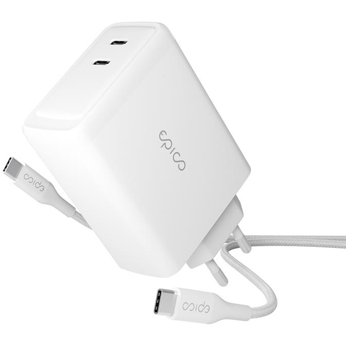Epico 100W GaN hálózati töltő 2m USB-C kábellel - fehér (9915101100185)